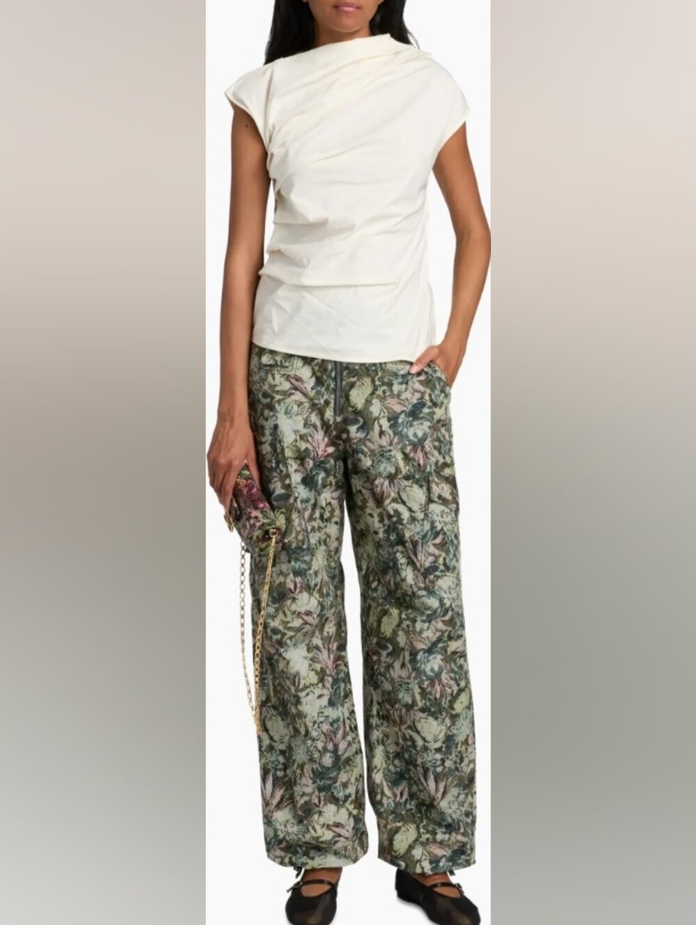 Ganni Green Floral Knit Lounge Pants - Multi Floral